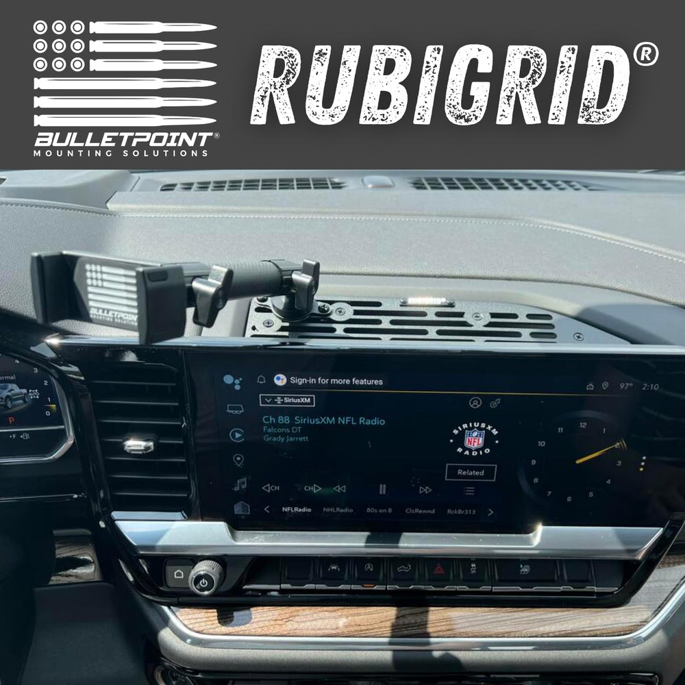 Bulletpoint RubiGrid AMPS balls integration shows secure multi-device mounting options.