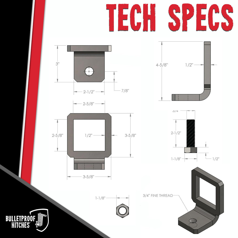 BulletProof Hitches 2.5 inch fitment compatible with standard receivers