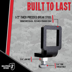 BulletProof Hitches 2in anti rattle clamp side profile for stable towing and quieter operation