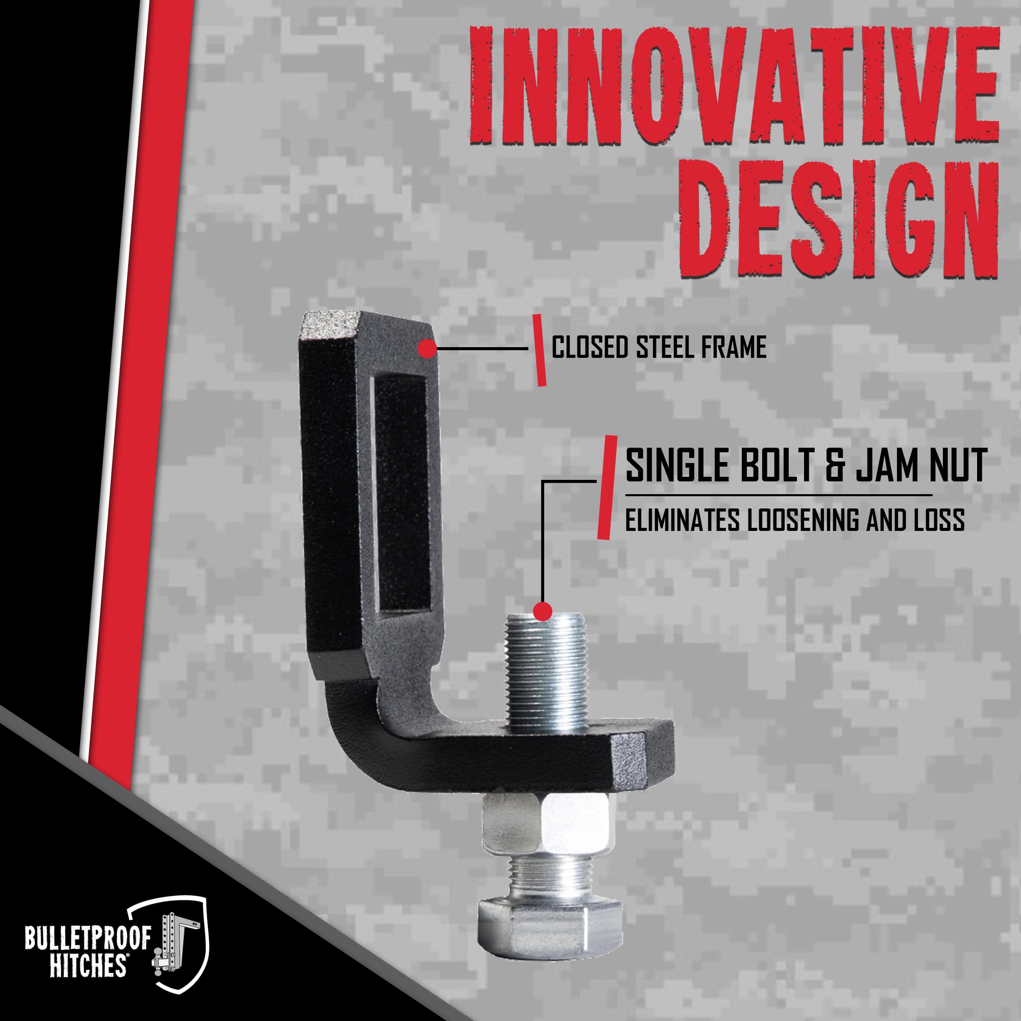 BulletProof Hitches 2in clamp installed in receiver demonstrating quick, secure fit