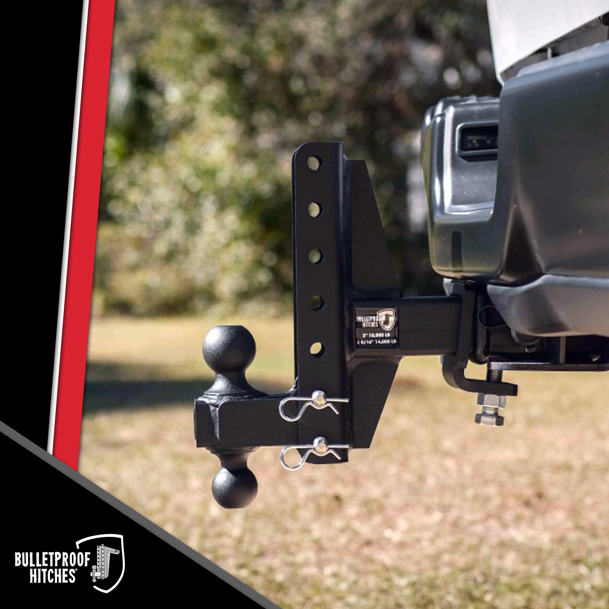 BulletProof Hitches box steel with textured powder coat for corrosion resistance and durability.
