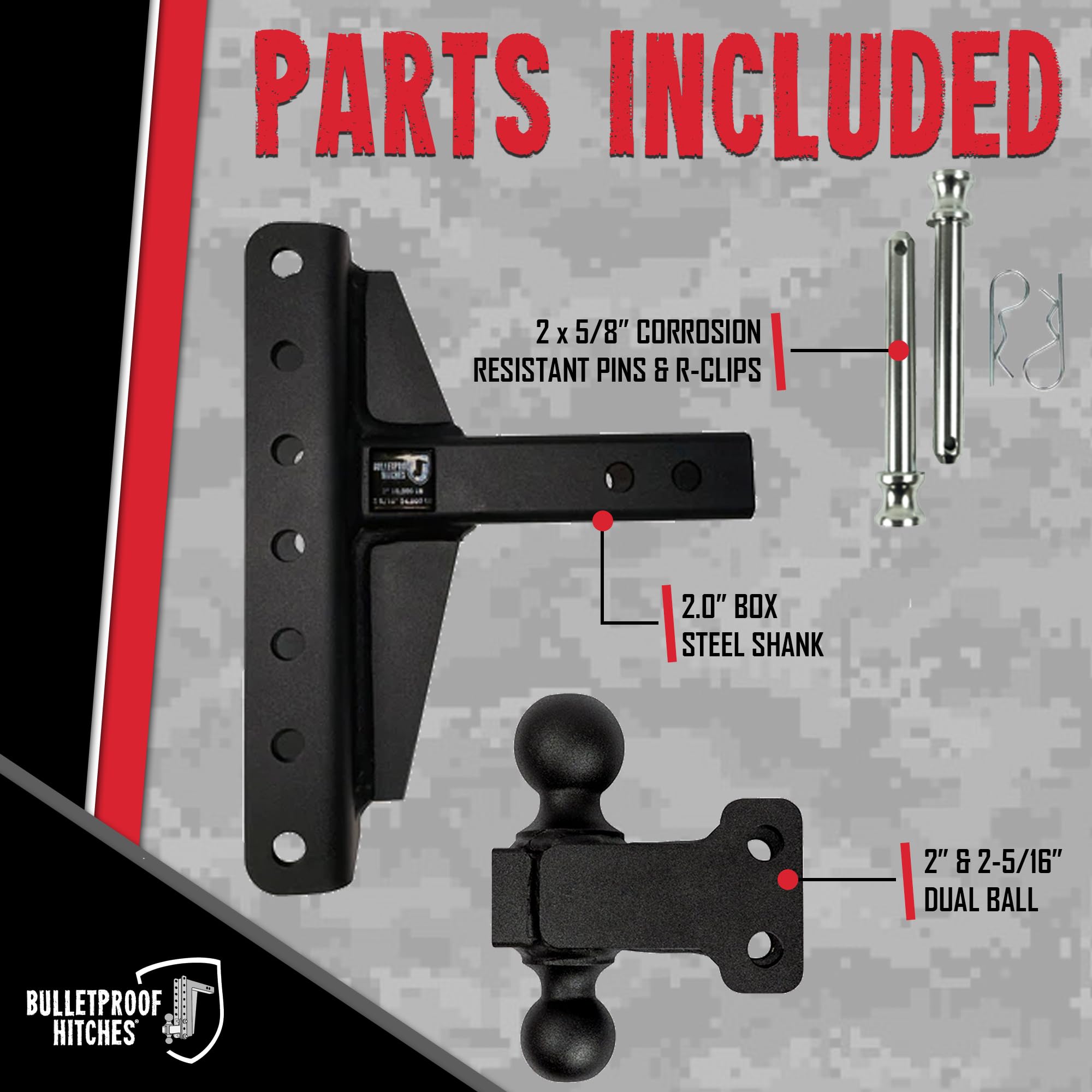 BulletProof Hitches included pins and clips simplify quick installation and maintenance.