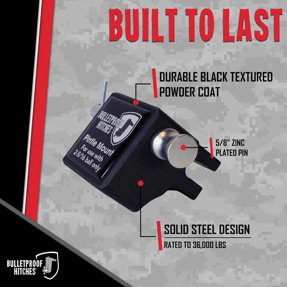 BulletProof Hitches pintle attachment installation demonstrates straightforward setup with the included pin.