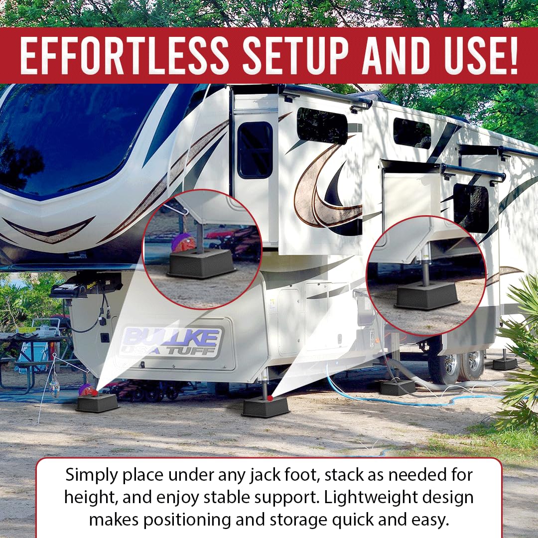 Bullke heavy-duty blocks deliver reliable footing for jacks and stabilizers.