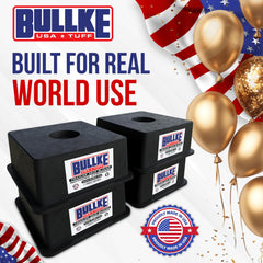 Bullke heavy-duty leveling pads support up to 18,000 lbs for secure leveling.