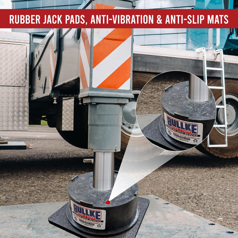 BullKE shock-absorbent rubber pad dampens vibrations under heavy vehicles.