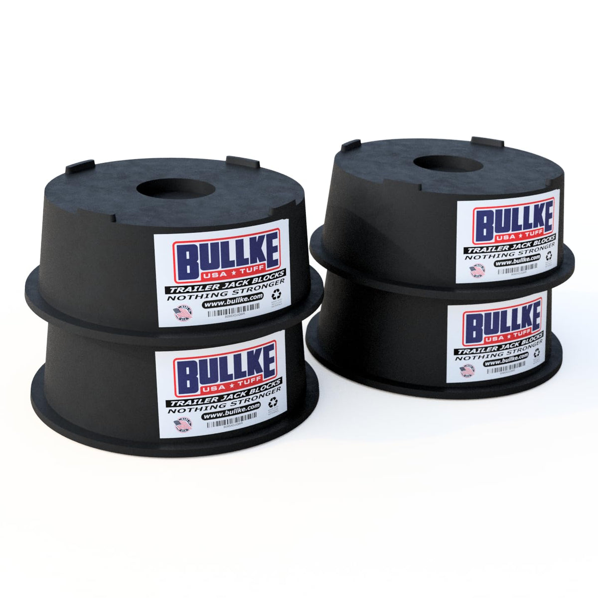 Bullke trailer-jack-block-stabilizer for stable leveling on uneven ground.