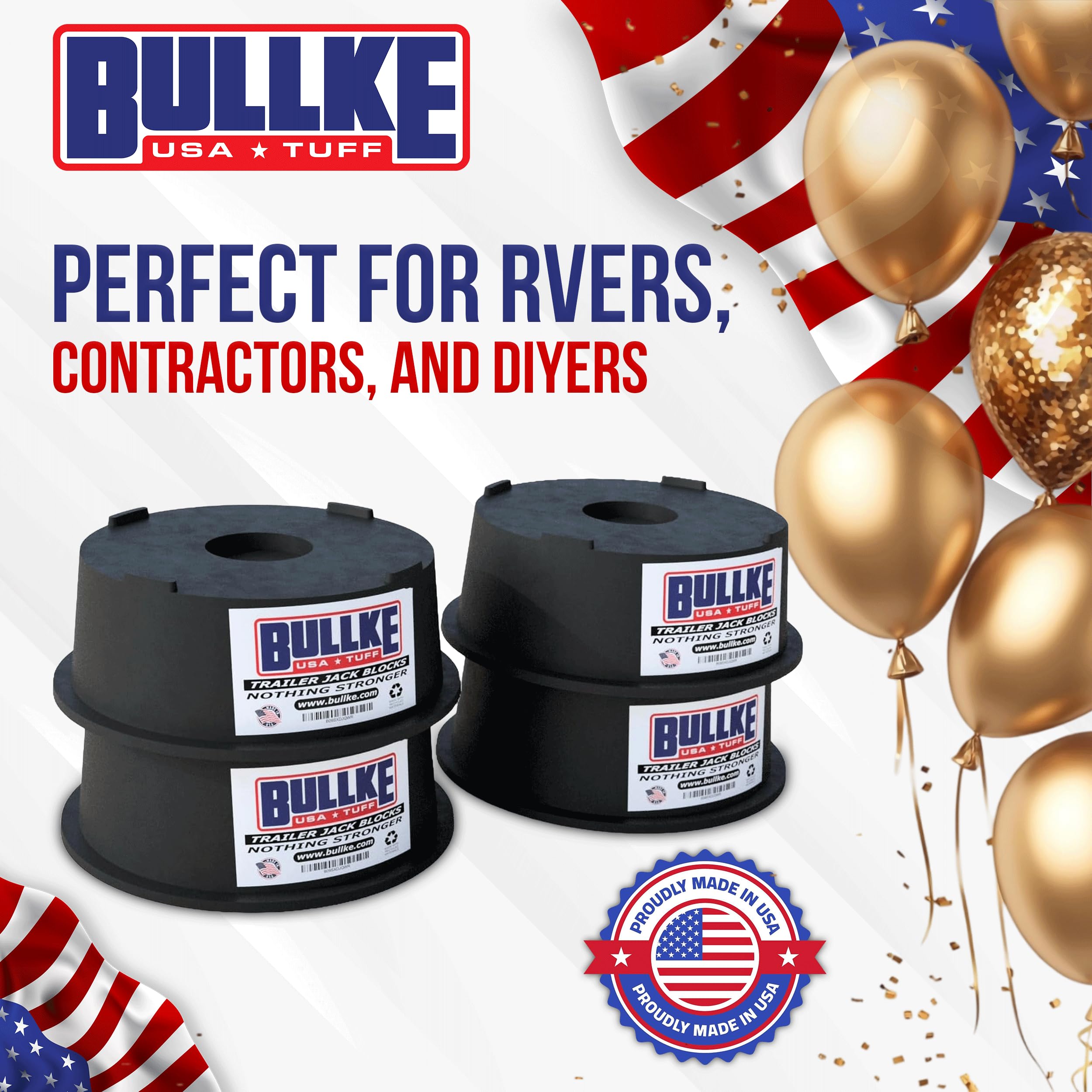 Bullke stacked jack blocks demonstrating adjustable support heights.