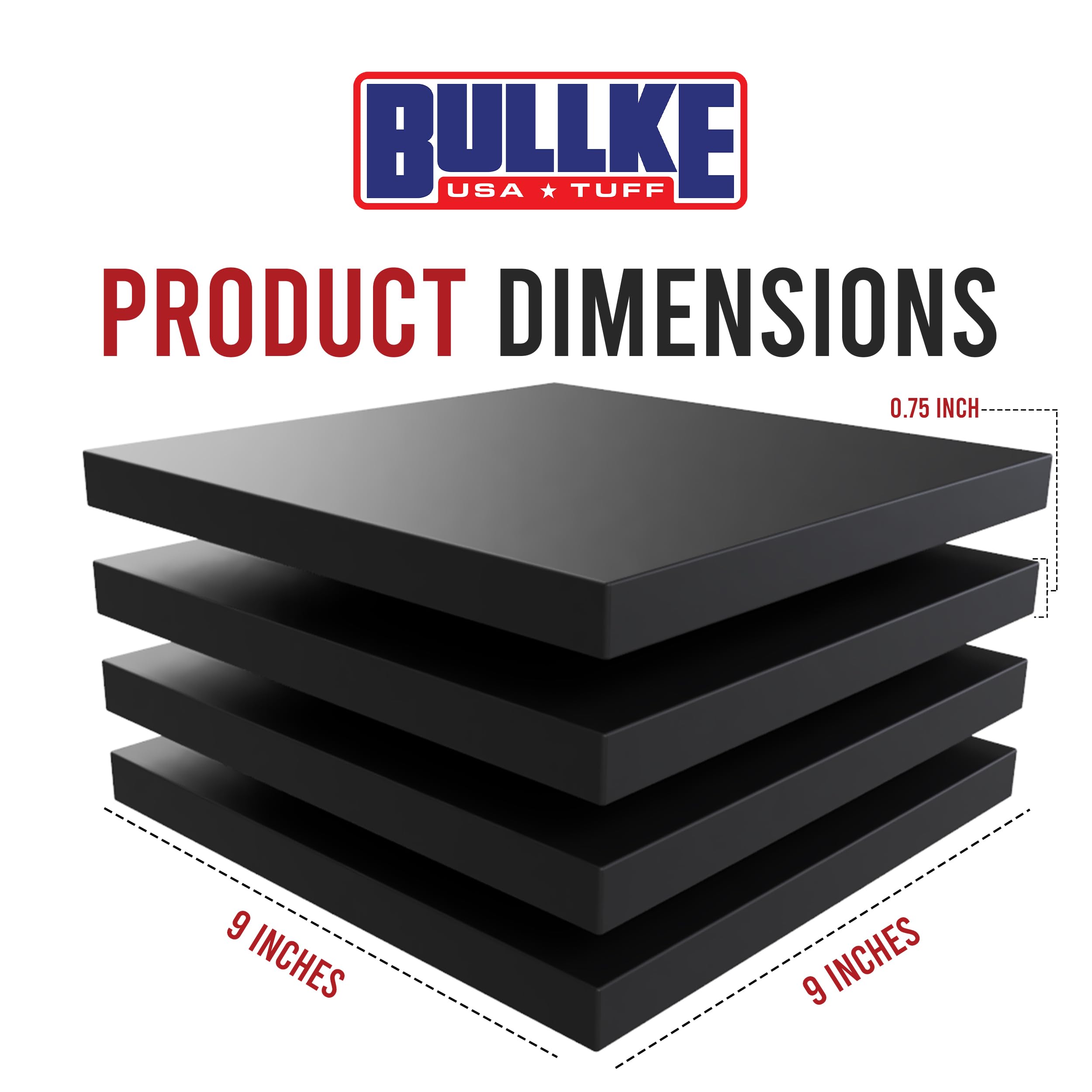 BullKE USA-made rubber pad supports jacks and protects surfaces during long parking.