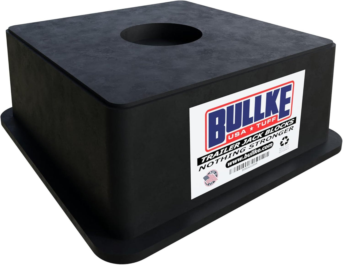 Bullke USA-made trailer jack blocks provide stable footing for RVs and campers.