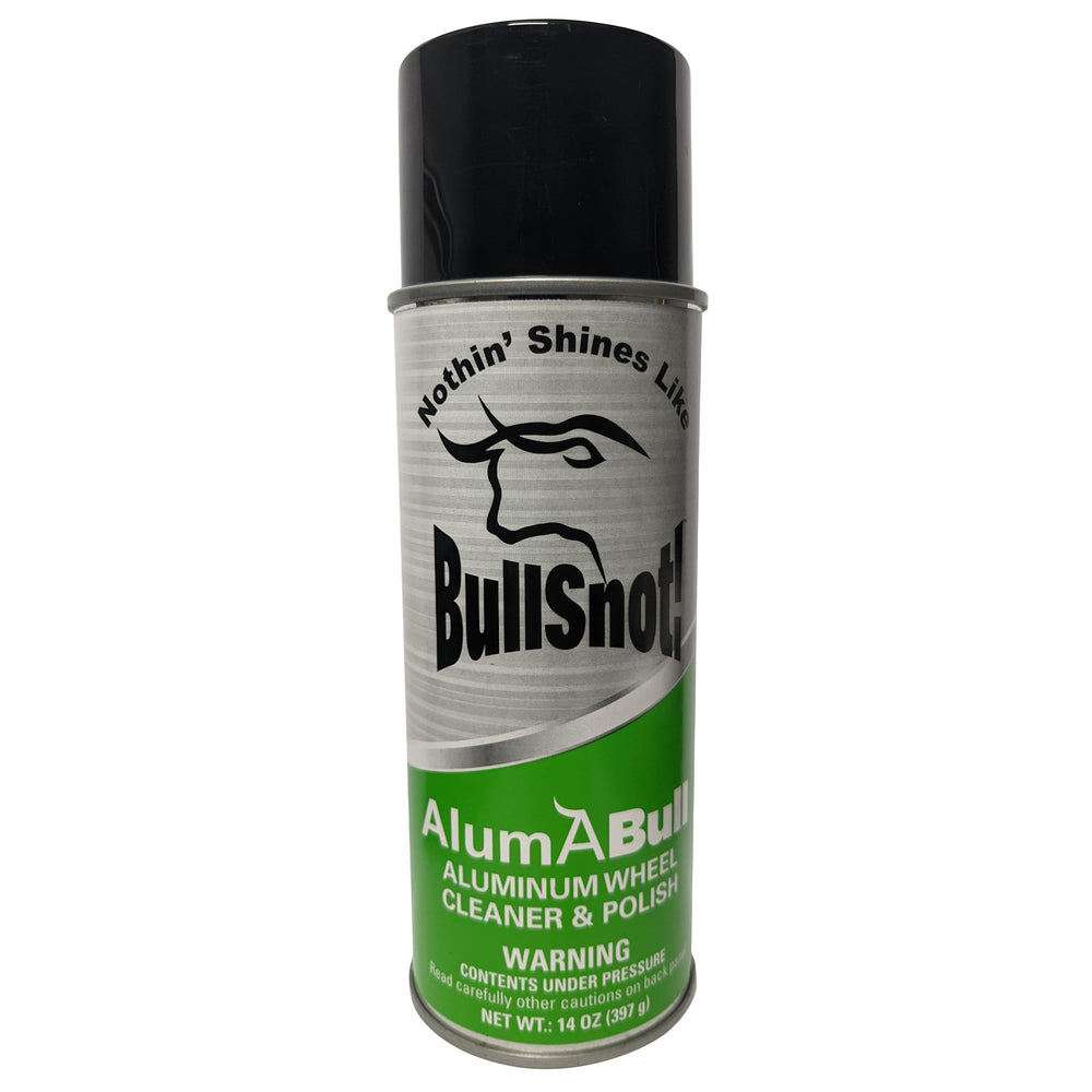 BullSnot AlumABull wheel-cleaning-action removes tarnish for a glossy aluminum wheel finish.