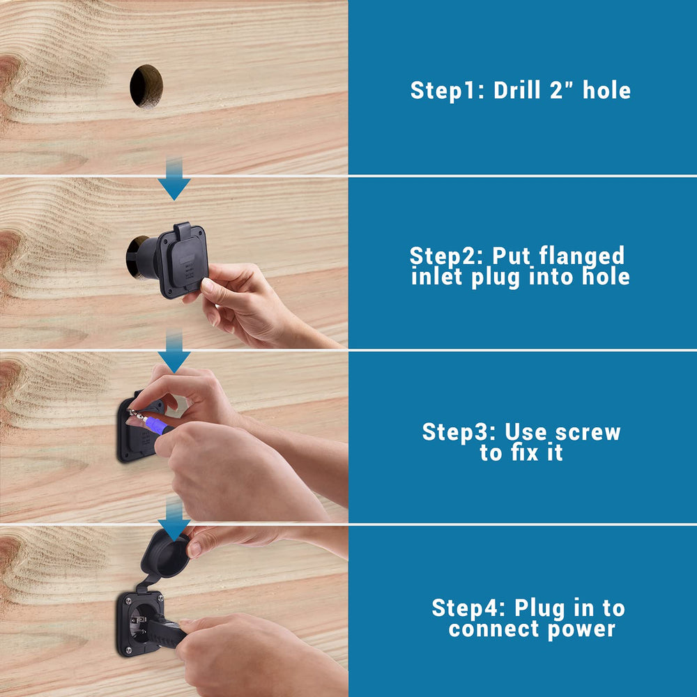 Bumbee wall-mount ease speeds installation with minimal tools for a tidy outdoor power point.