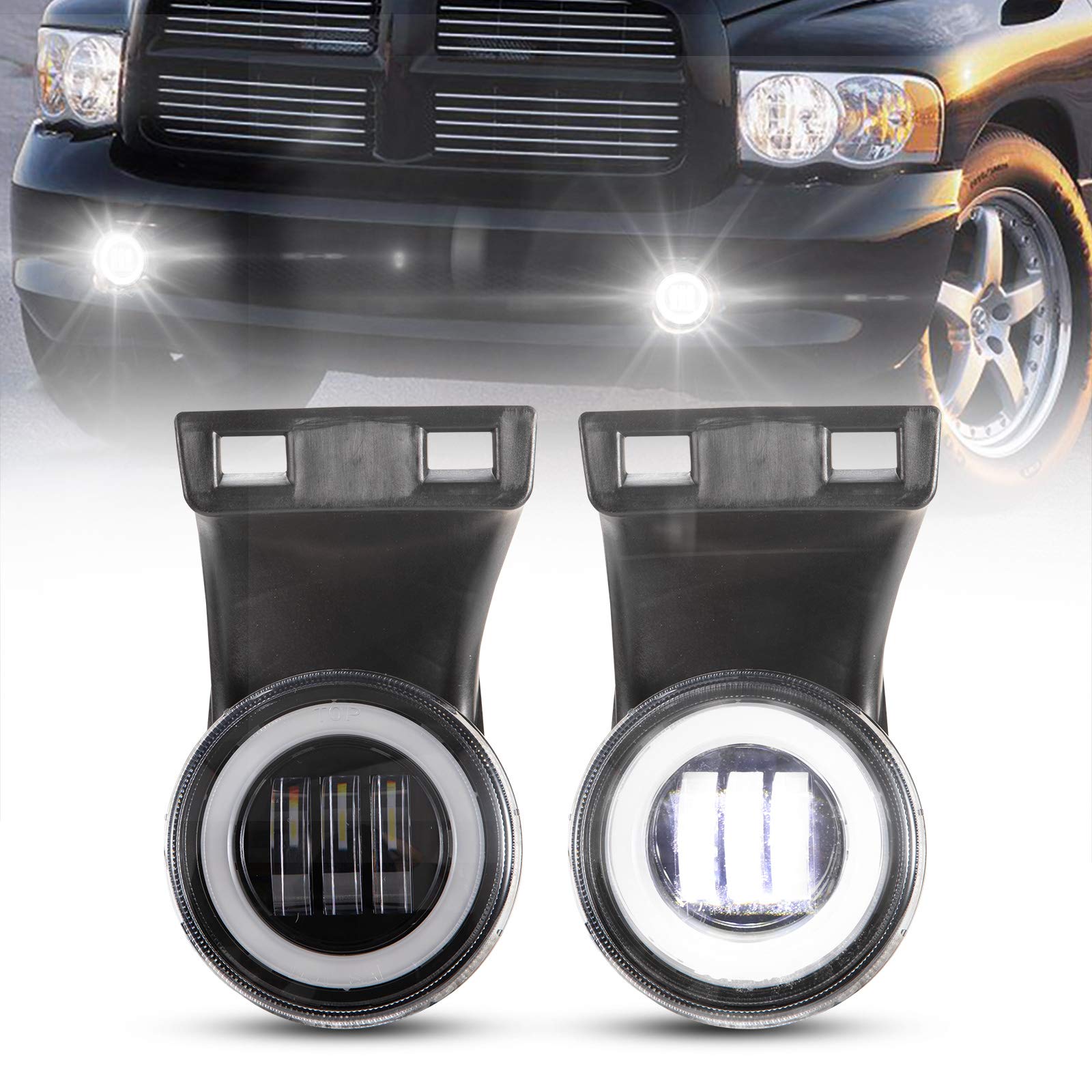 BUNKER INDUST Dodge Ram LED fog lights set enhance night visibility and style.