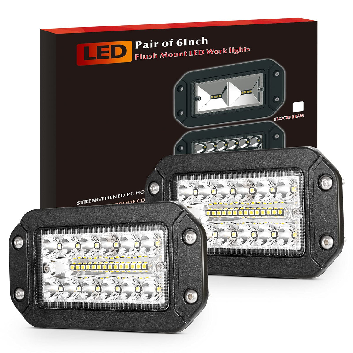 BUNKER INDUST flush-mount LED light pod 6 inch, center 170° flood for broad road visibility