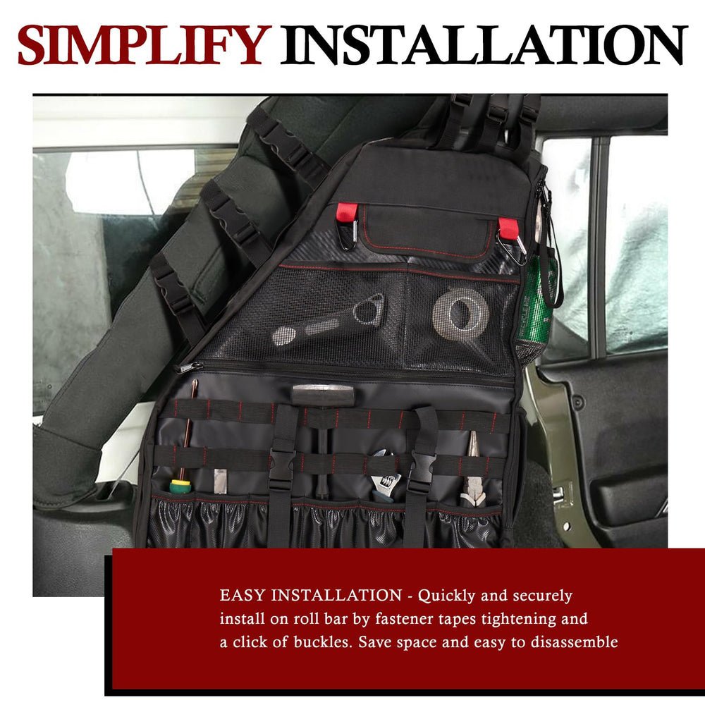 Bunker Indust roll bar bag back with straps enables quick installation