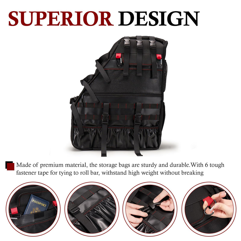Bunker Indust roll bar bag side pocket open shows versatile storage