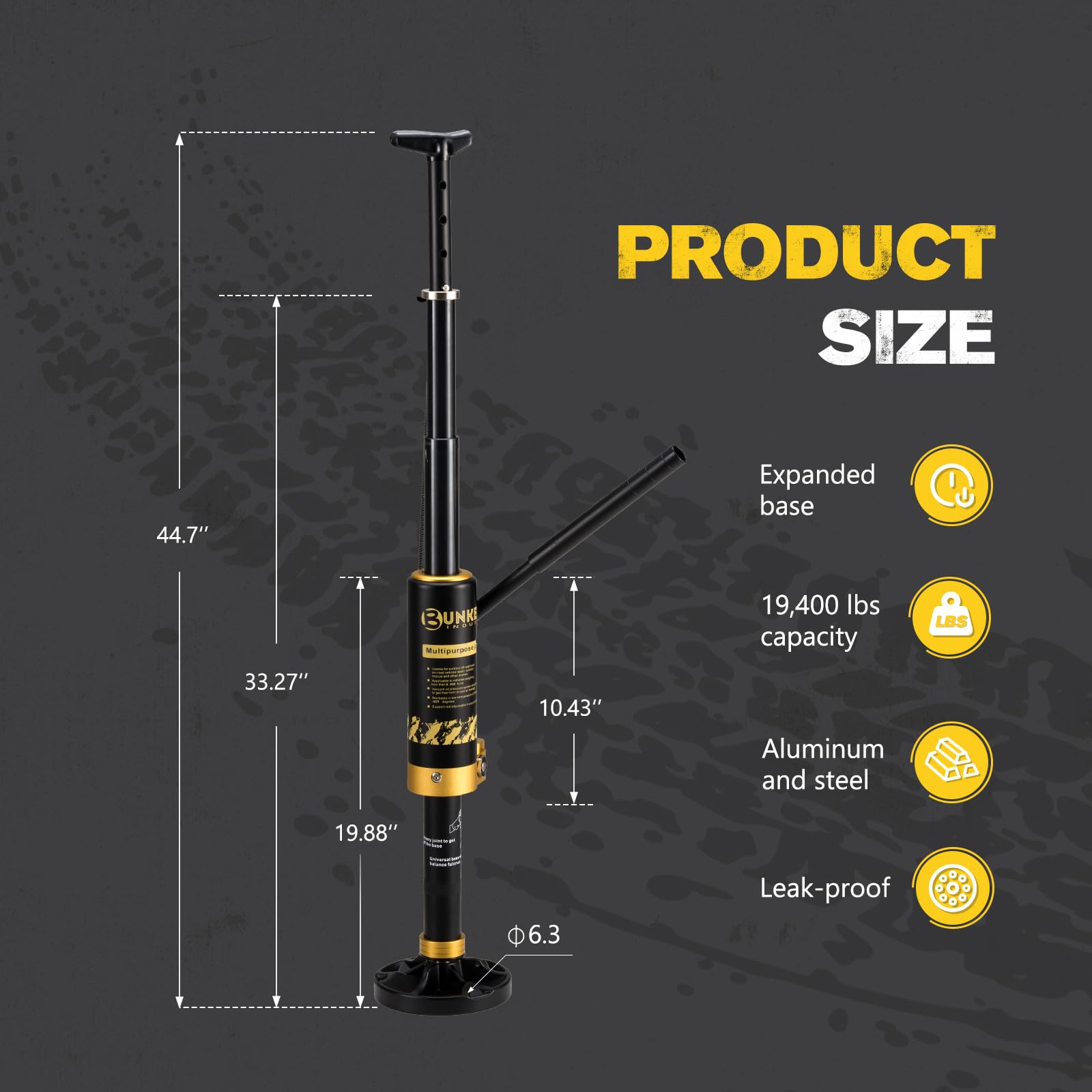 BUNKER INDUST sealed cylinder prevents leaks during on-trail lifts