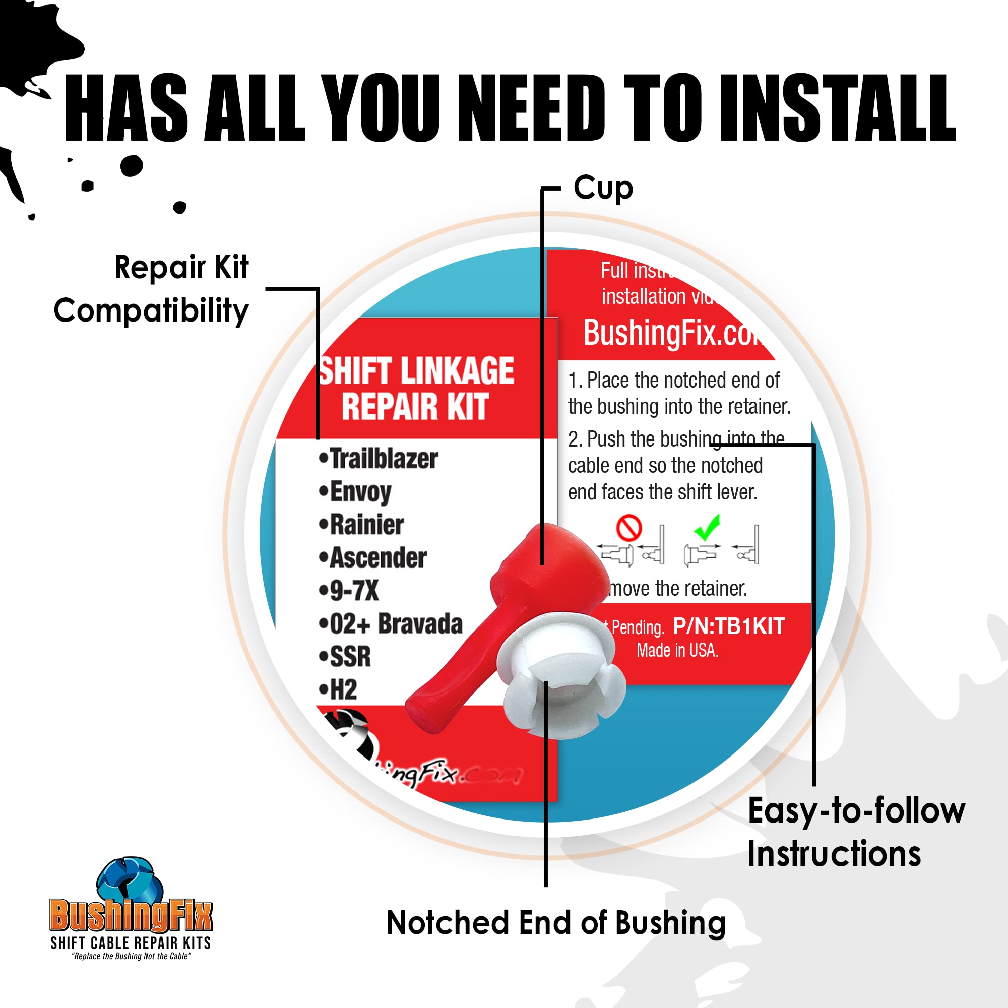 BushingFix TB1Kit packaging emphasizes lifetime warranty.