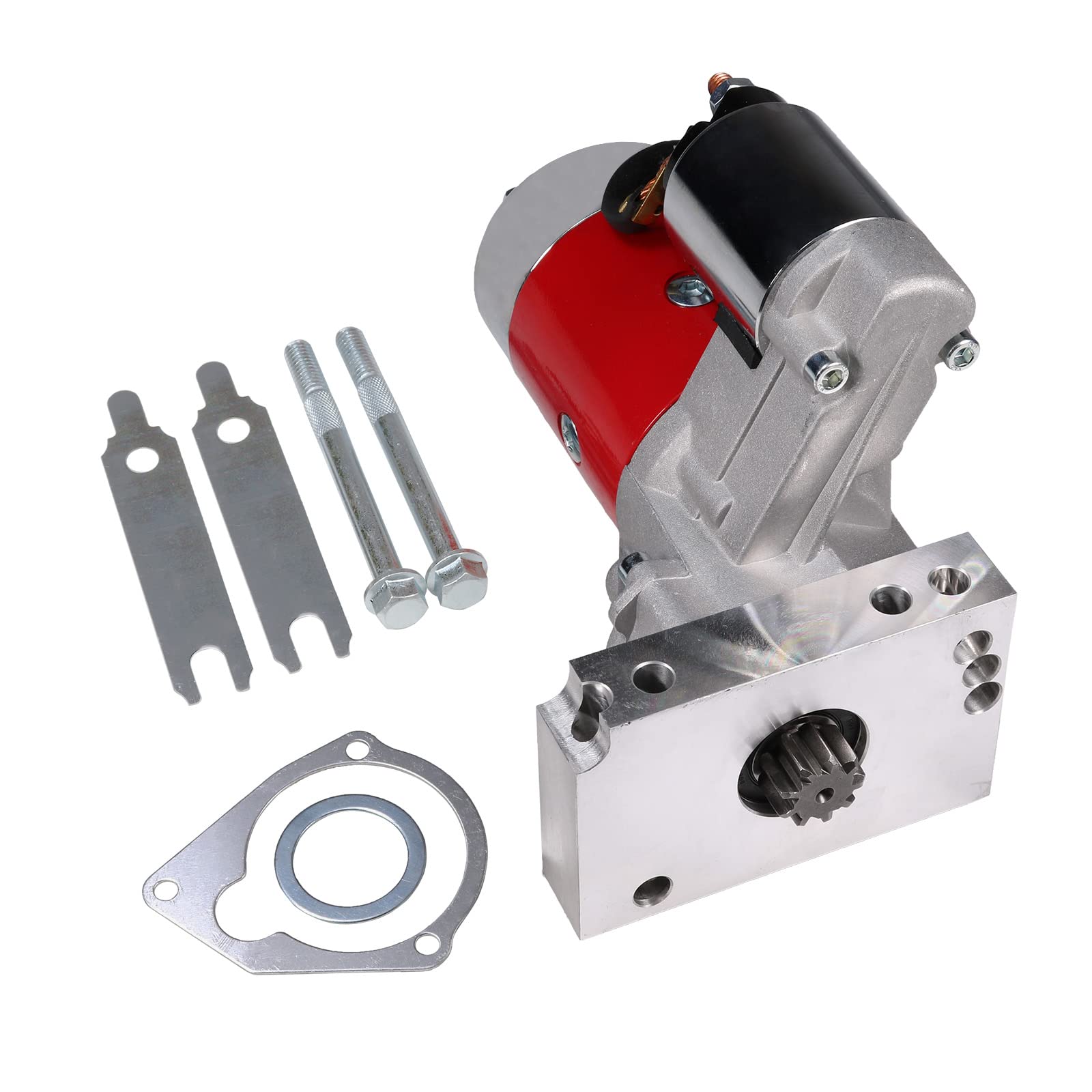 BUSIDN 3HP mini starter front view for Chevy engines, compact power in a small footprint.