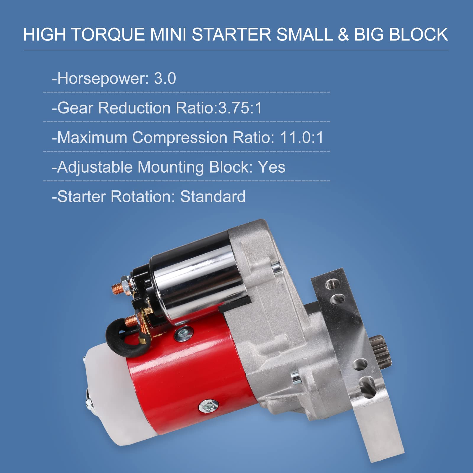 BUSIDN 3HP mini starter side view showing mounting compatibility.