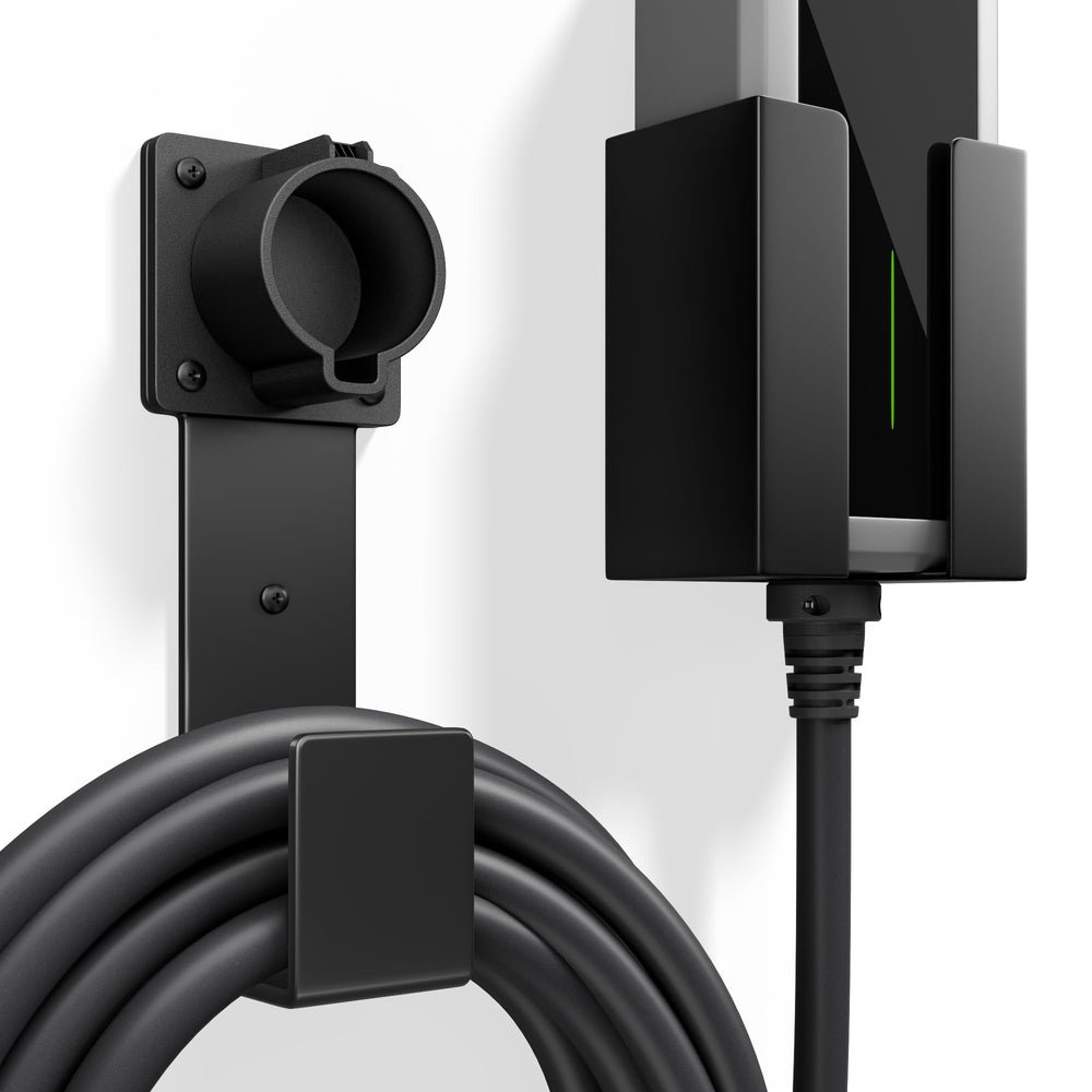 Bussdis EV charger holder wall mount securing J1772 connector for a tidy setup