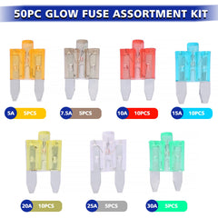 Busy-Corner fuse packaging highlights the 50-piece assortment for quick picks.
