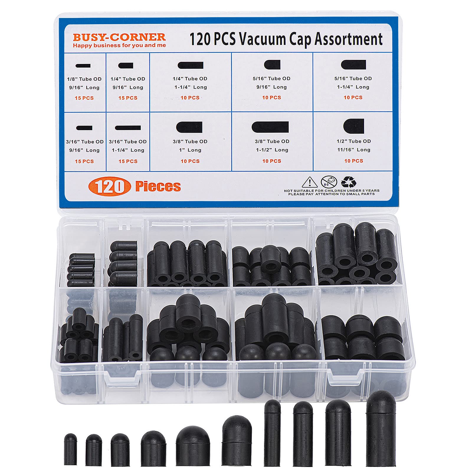 Busy-Corner vacuum cap kit case organized for easy size selection