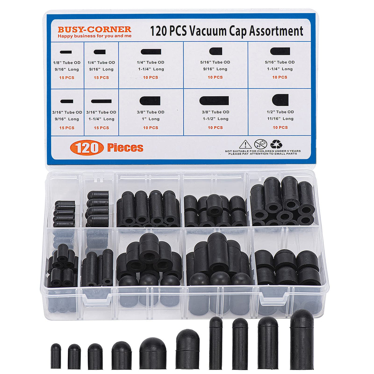 Busy-Corner vacuum cap kit case organized for easy size selection
