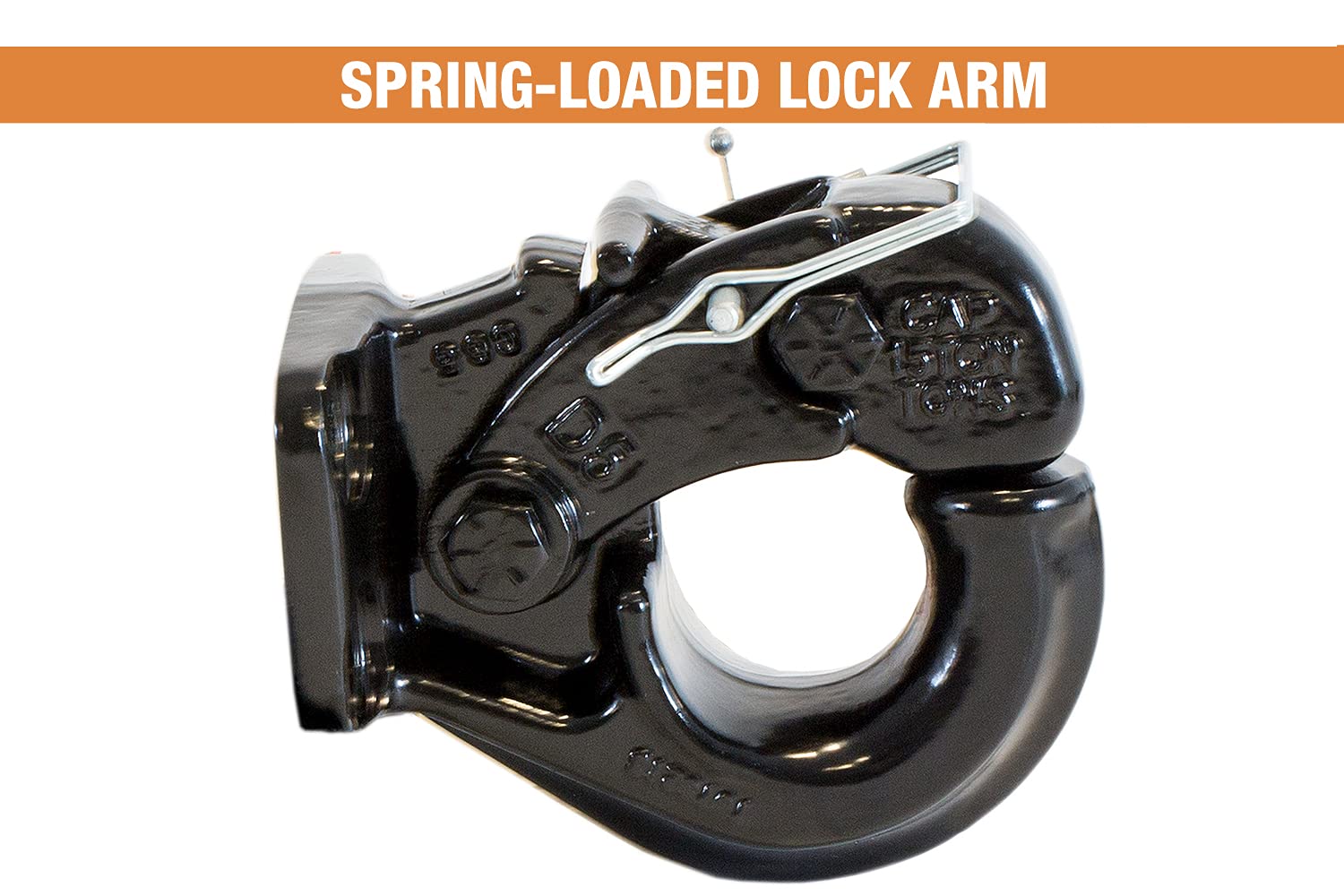 Black powder coated finish on the 10040 pintle hook resists weathering