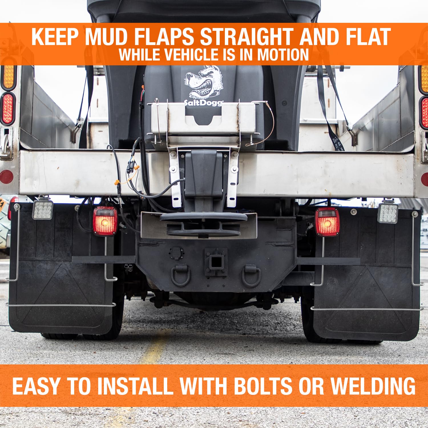Buyers Products 405BZ pair brackets enabling dependable mud flap alignment on trucks.
