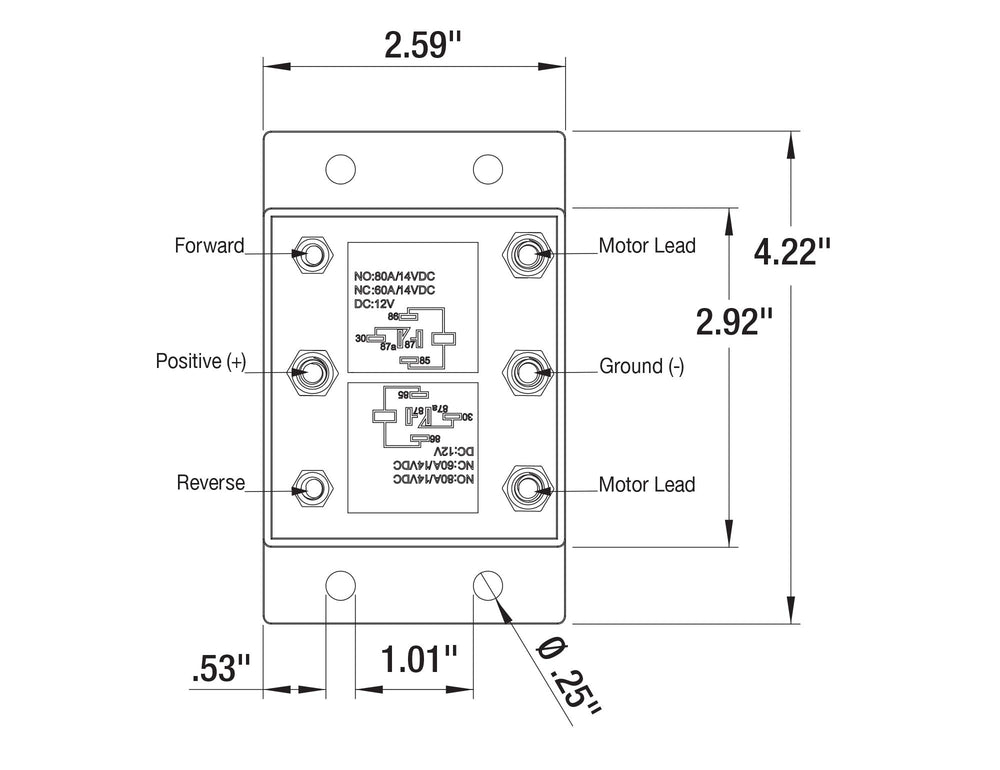 Buyers Products 5541100 relay module with wiring, ideal for 12V DC truck winches and boat lifts
