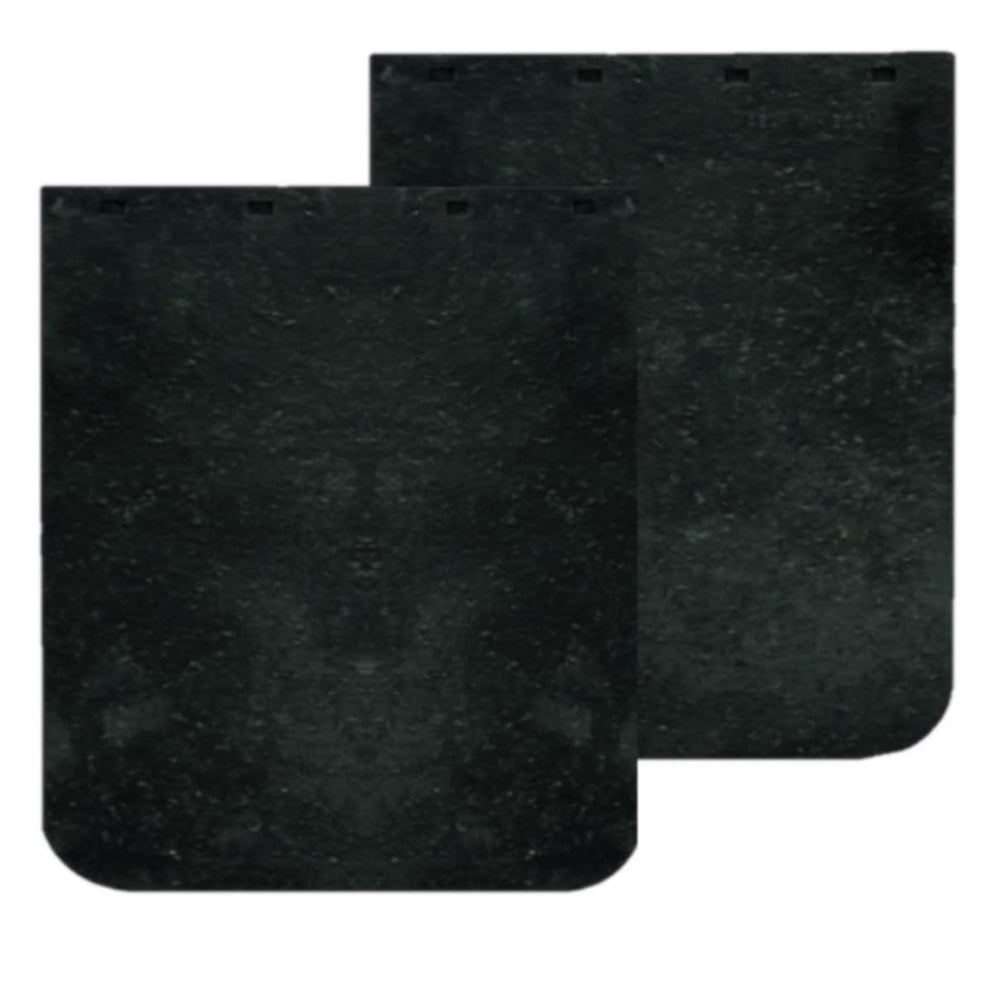 Buyers Products mudflap HD black 20x24 front view protects rear wheels and reduces spray.