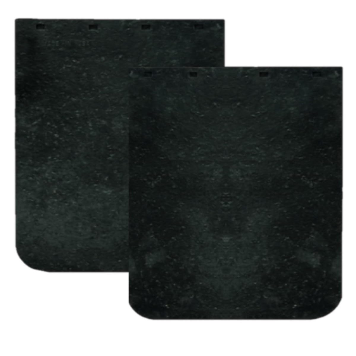 Buyers Products mudflap HD black 20x24 rubber construction withstands harsh conditions.