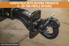 Buyers Products PM25812 pintle hook mount secured in a 2-1/2 in receiver for a stable connection