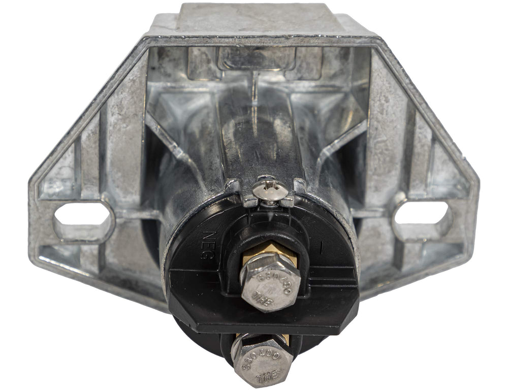 Round-pin connector powering an electric tarp system on a trailer