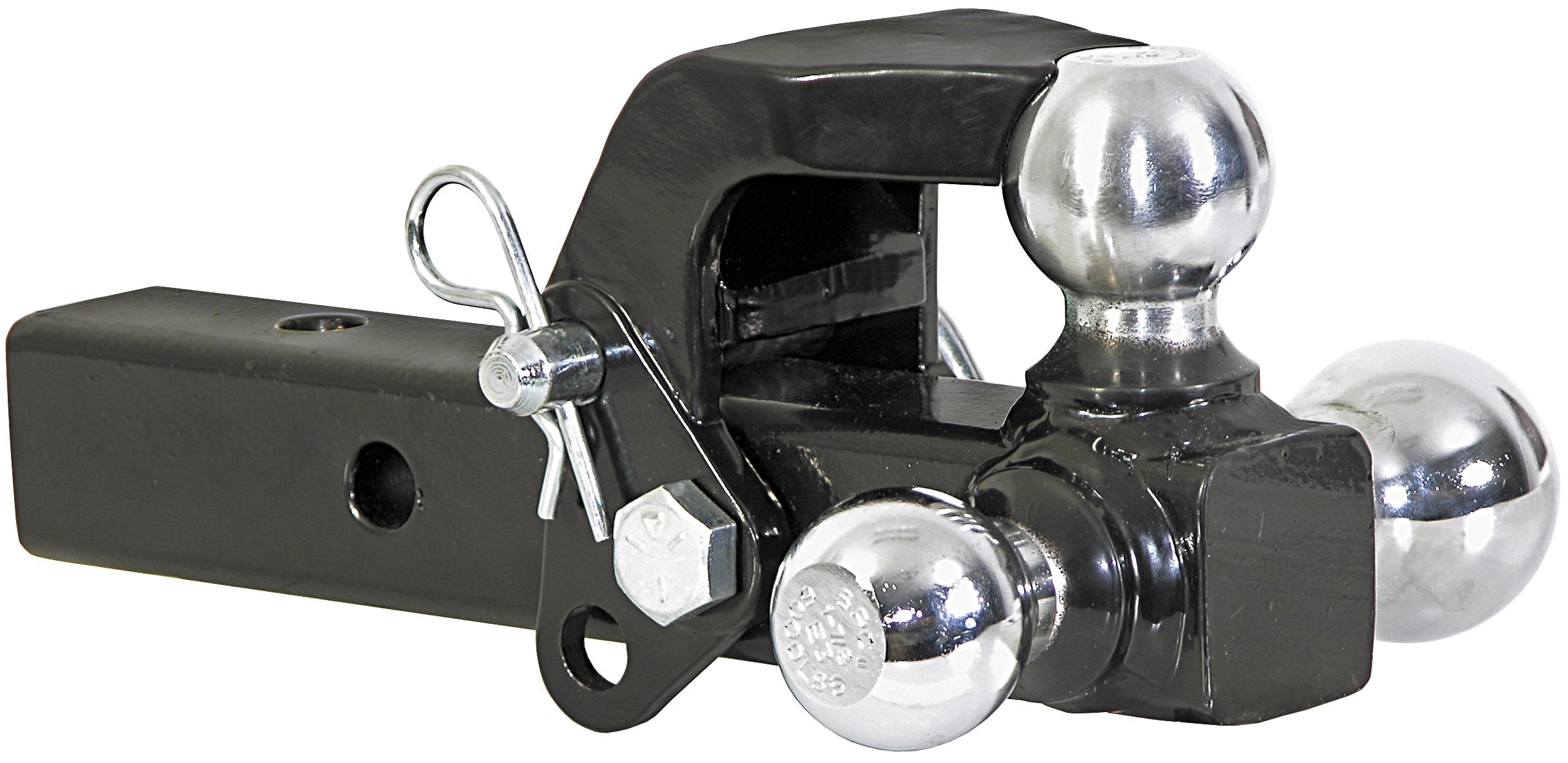 Buyers Products tri-ball hitch with pintle hook—versatile towing solution for multiple ball sizes.