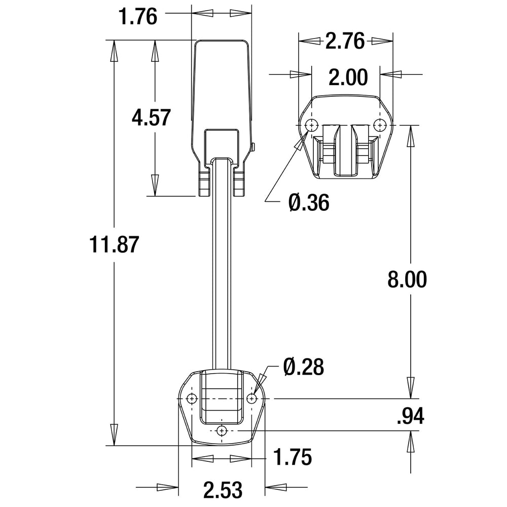 Buyers Products WJ211 hood catch installed on a heavy-duty truck