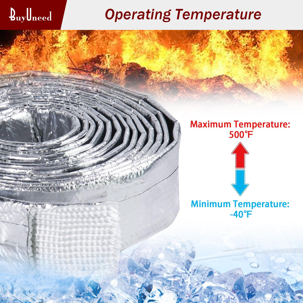 BuyUneed aluminized heat sleeve roll cut length for engine bay sizing