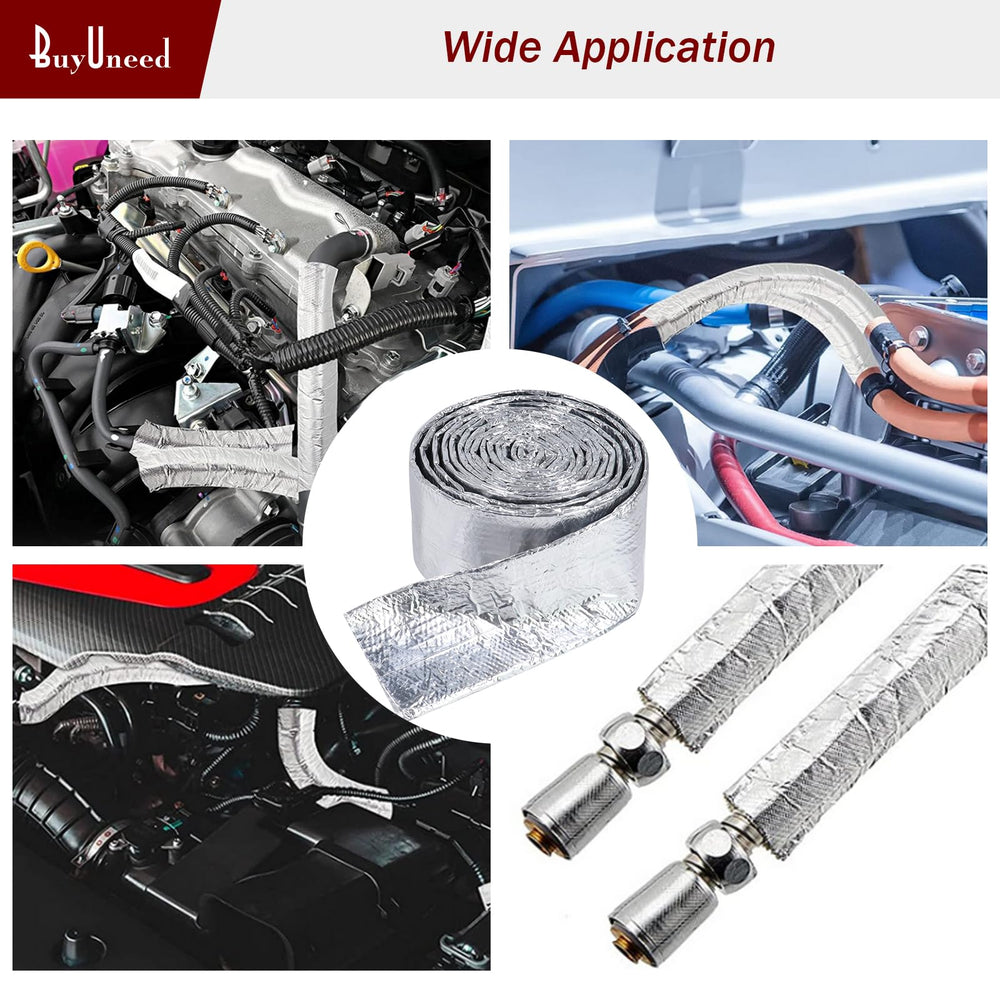 BuyUneed aluminized heat sleeve roll around spark plug wire insulation