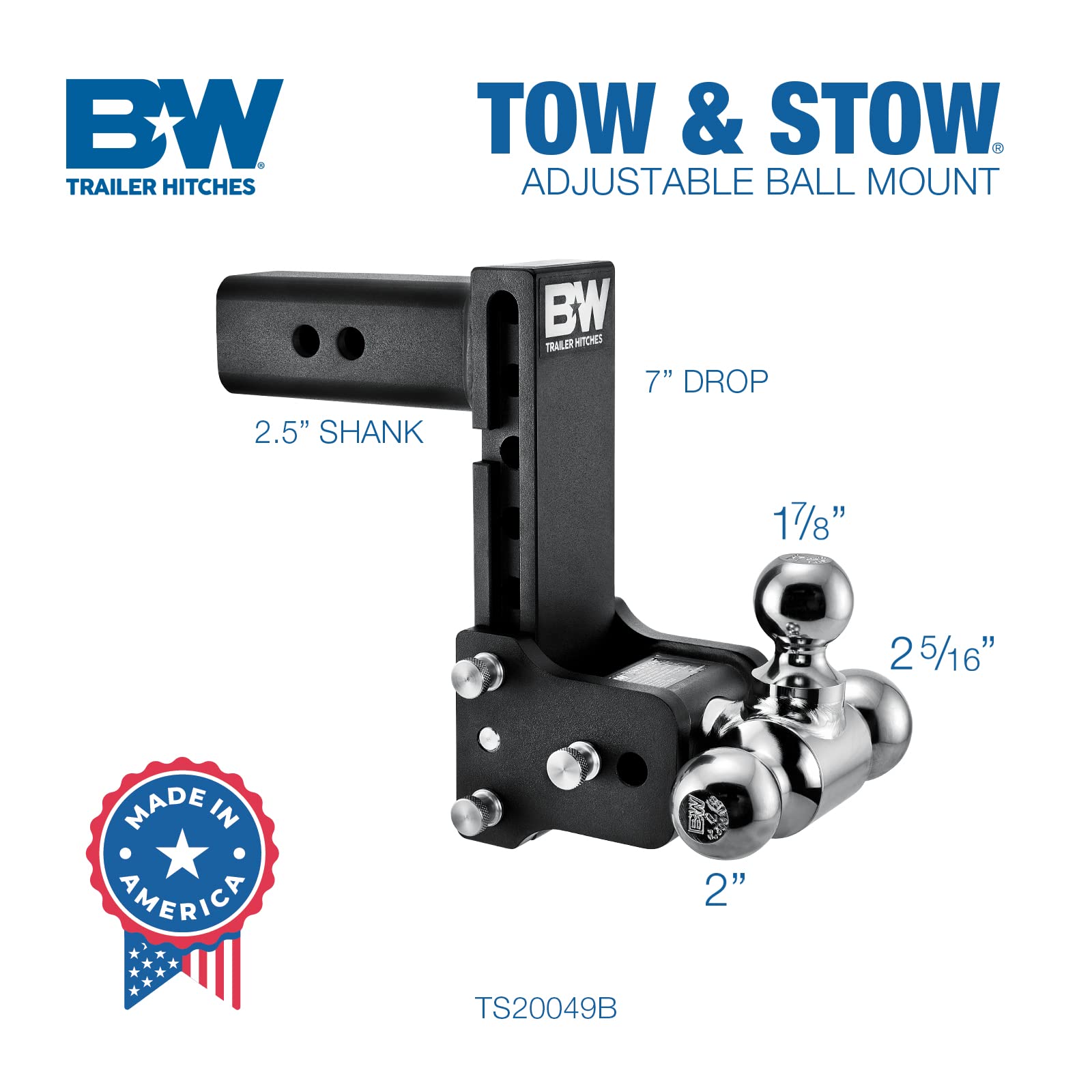 B&amp;W Tow &amp; Stow fits 2.5 inch receiver for versatile towing setups