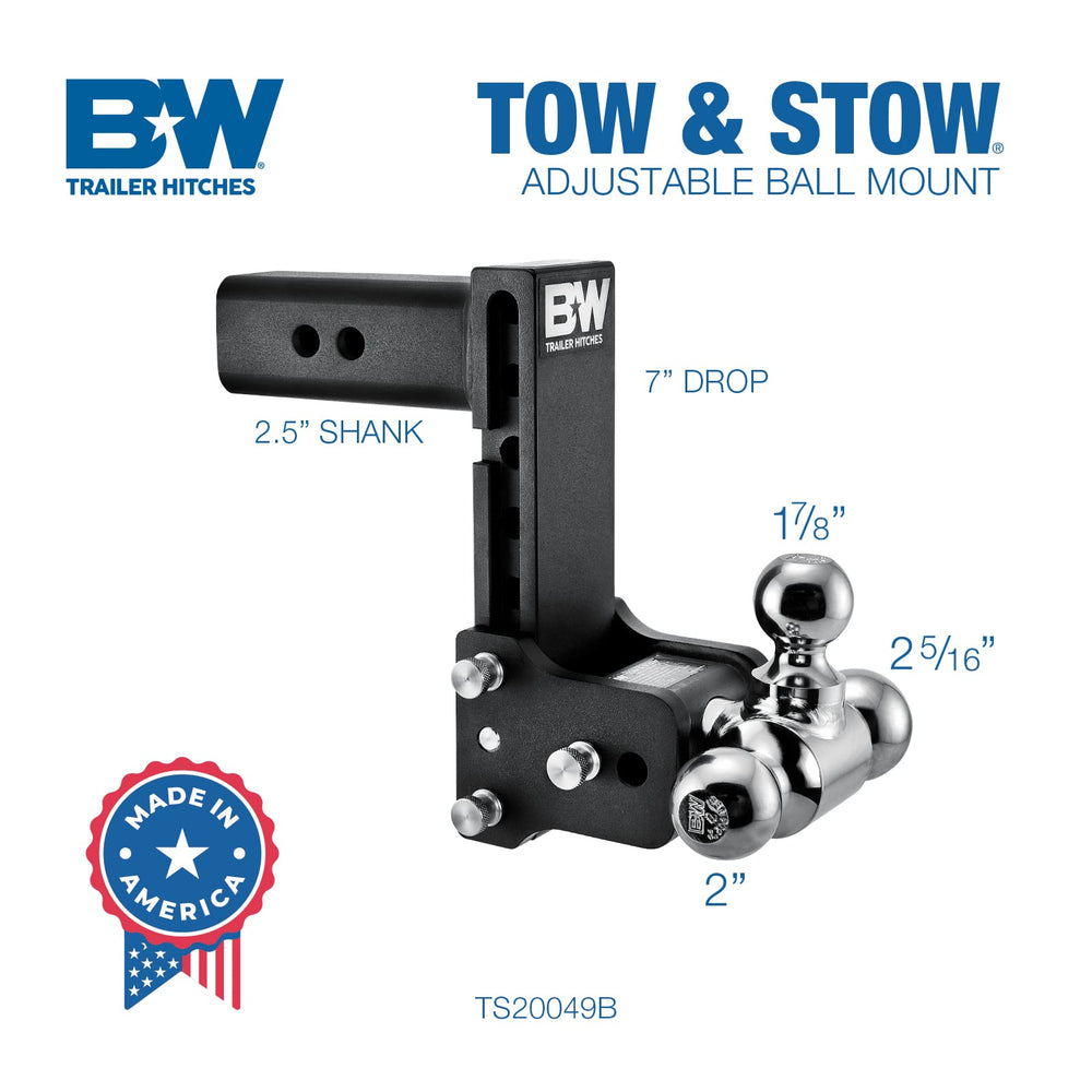 B&amp;W Tow &amp; Stow fits 2.5 inch receiver for versatile towing setups