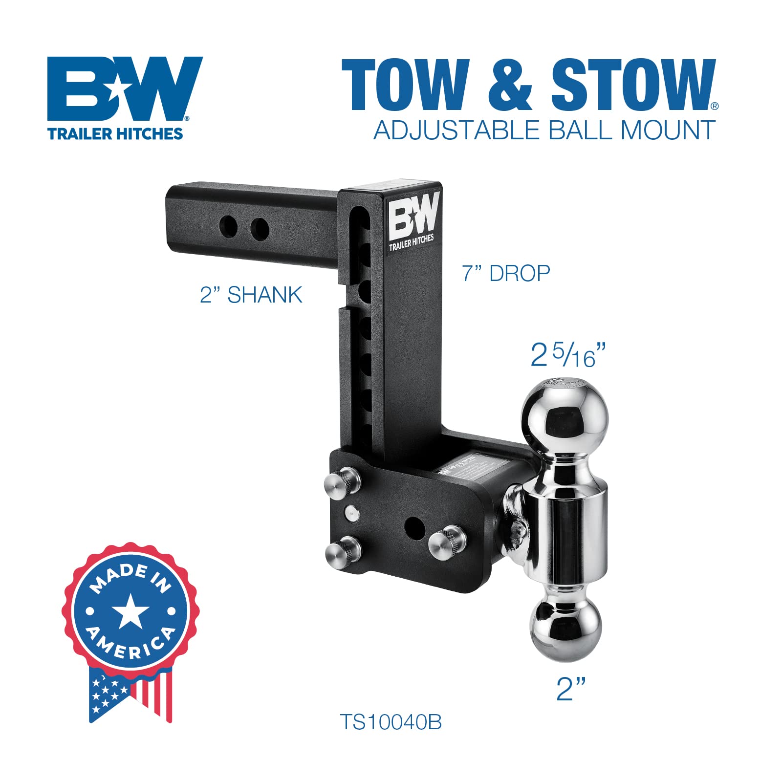 B&amp;W Tow &amp; Stow dual-ball sizes simplify hitch setup (2in and 2-5/16in)