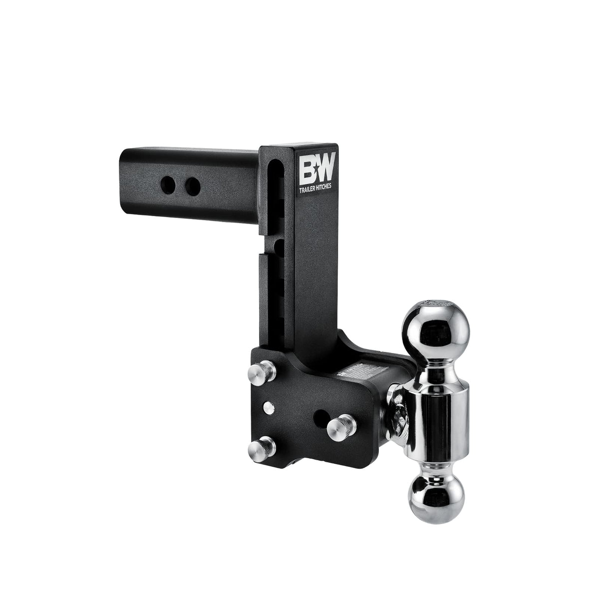 B&W Tow & Stow adjustable ball mount ready for level towing with fast ball swap