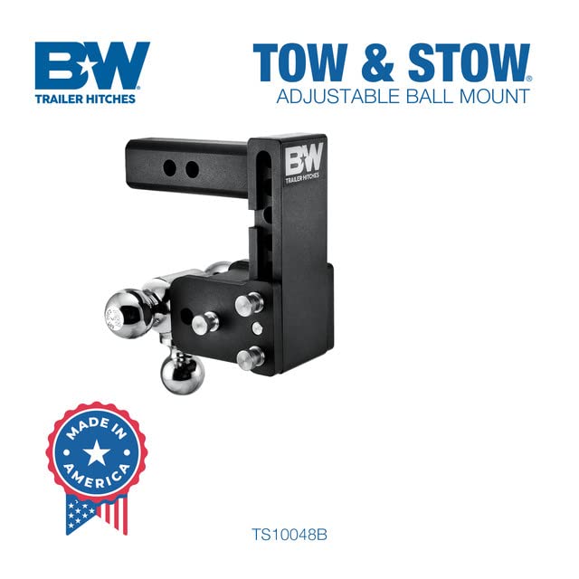 B&W Tow and Stow ball size swap by rotation for different trailers.