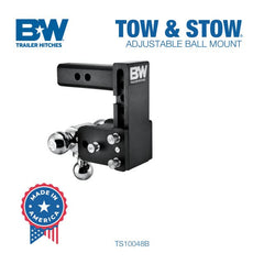 B&W Tow and Stow ball size swap by rotation for different trailers.