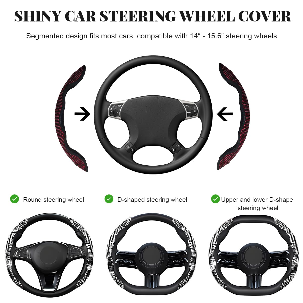 BWBWND segmented design steering wheel cover shows easy installation and secure fit