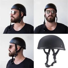 BwondMand motorcycle half helmet side profile displays retro styling and secure quick-release buckle