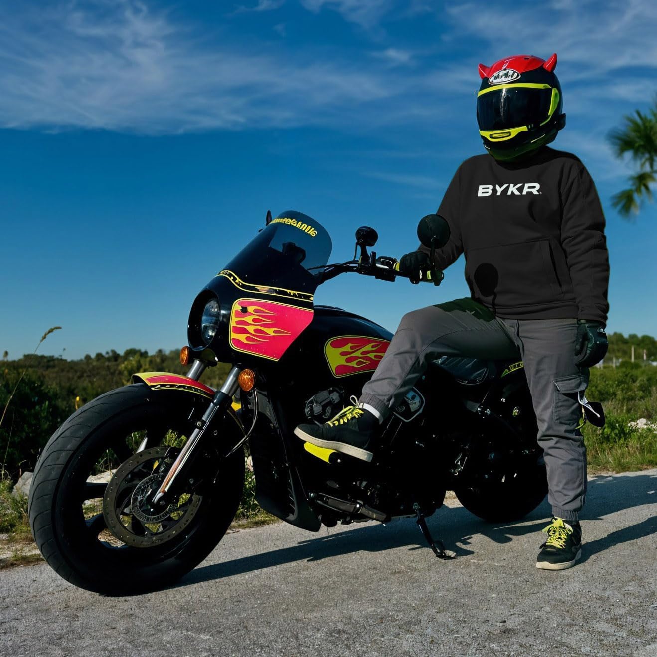 BYKR motorcycle hoodie removable CE armor enables adaptable protection on the go.