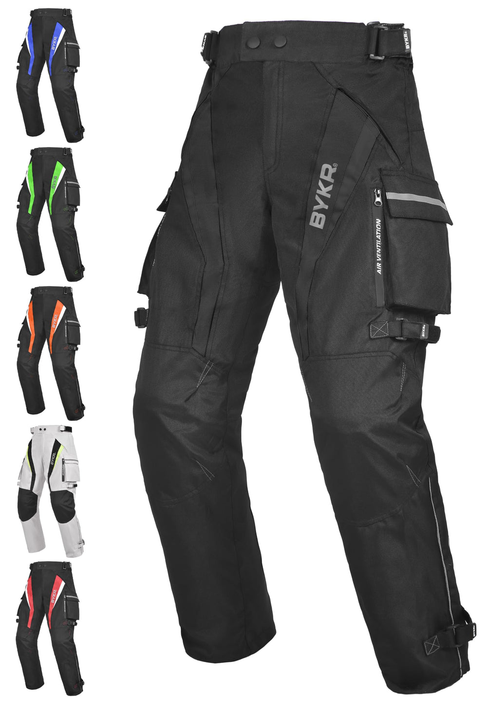 BYKR motorcycle pants with armored knee and hip protection for safer riding