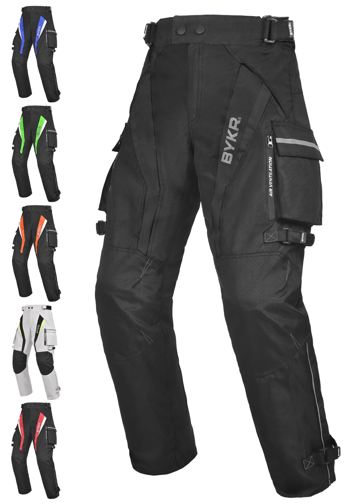 BYKR motorcycle pants with armored knee and hip protection for safer riding